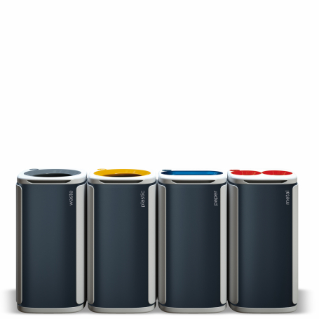 Källsorteringskärl MBG Wastee 4-pack metall, plast, avfall, papper