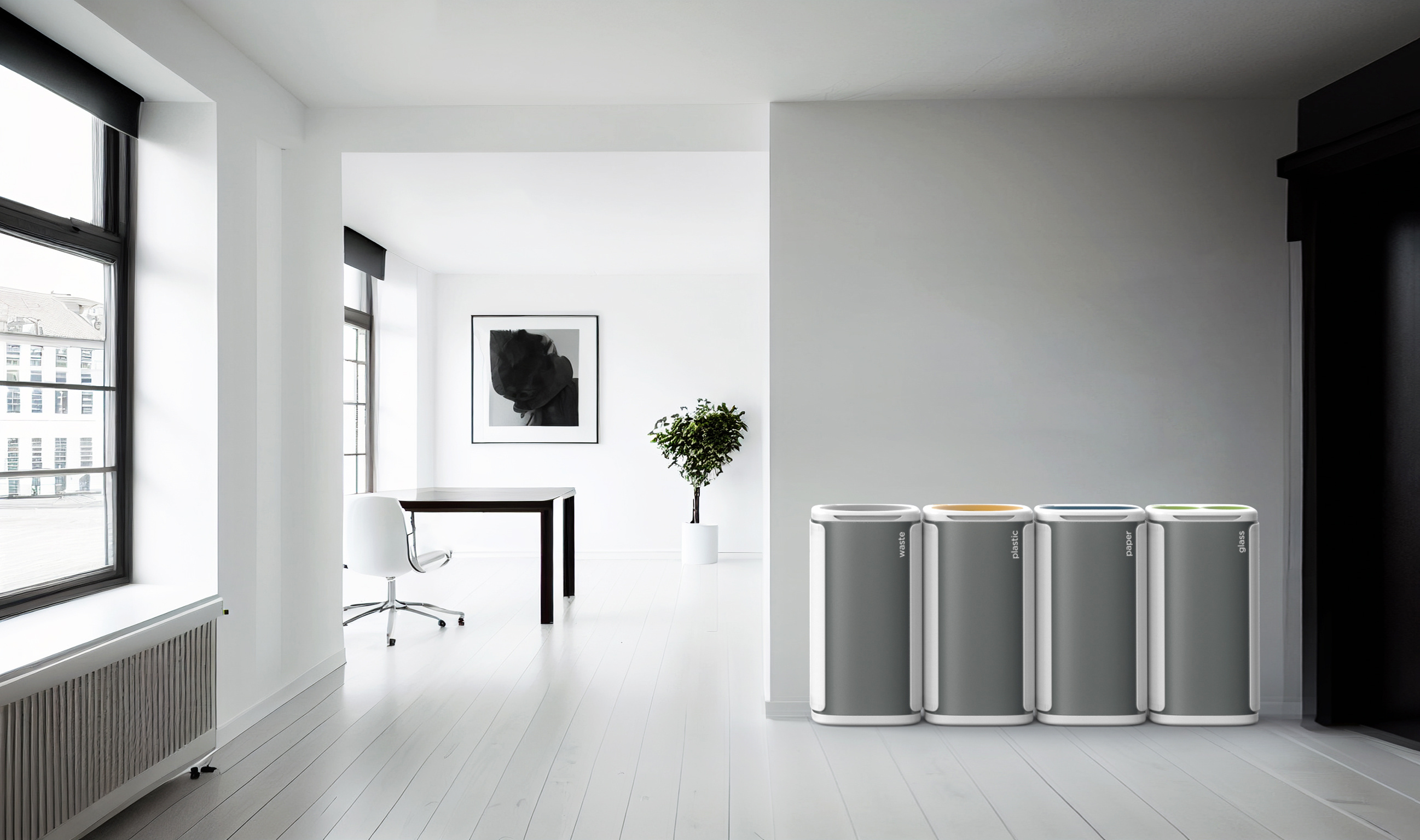 Källsorteringskärl MBG Wastee 4-pack glas, plast, avfall, papper