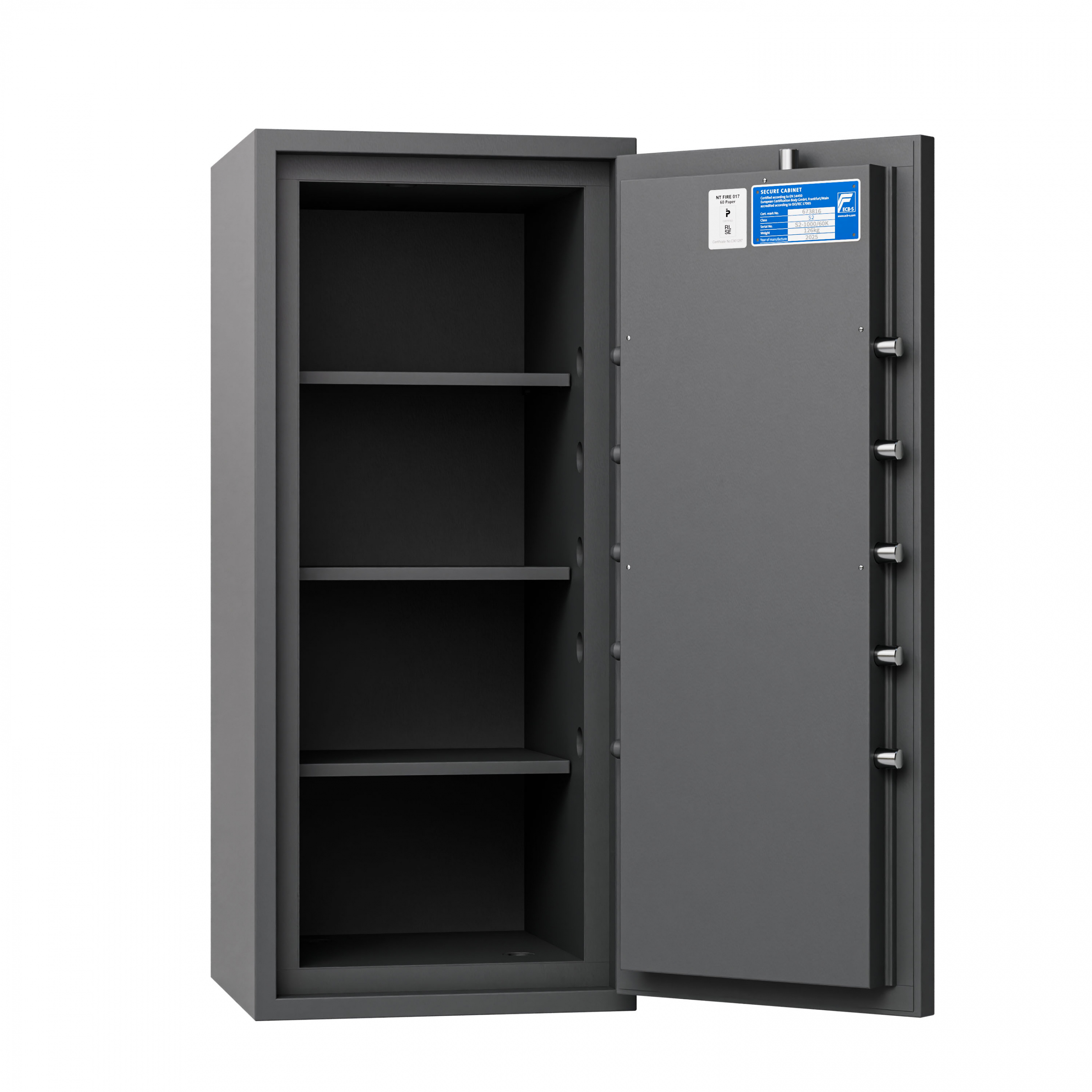 Stöldskyddsskåp Robur Safe S2 1000/60P key insida